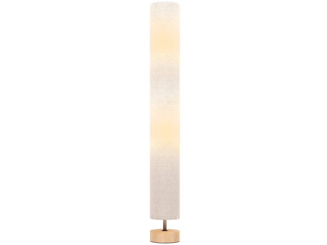 Abajur de Pé Cinza (linho, Interruptor, 2 Tomadas E27, 120 Cm)