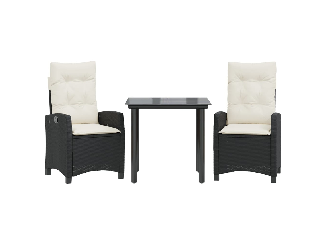 Garden Dining Set, Garden Dining Sets Vidaxl Preto Rattan / Vime (80 Cm Table Length)