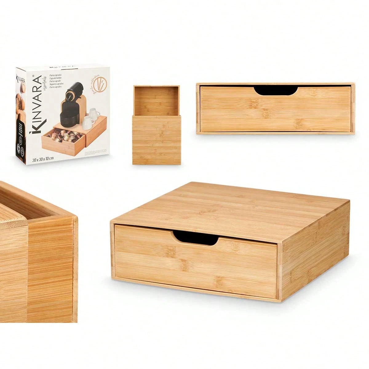 Gaveteiro de Mesa em Bambu Natural para Organização Doméstica