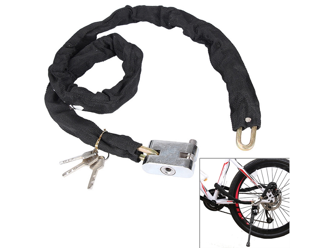Trava Antifurto Mali com 3 chaves, cadeia de 85cm, para bicicleta de montanha
