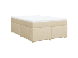 Cama com Molas/colchão 160x200 Cm Tecido Cor Creme MAISON EXCLUSIVE