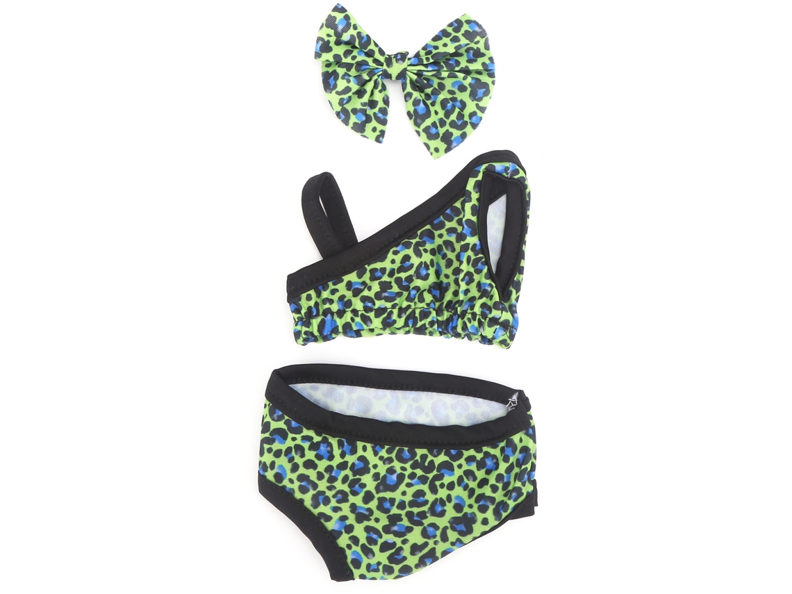 Trajes De Banho Para Boneca 18 Polegadas Estampa De Leopardo Com Clip Para Cabelo