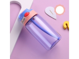 Garrafa de Água Infantil de 480ml, com Tampa e Canudo, Portátil. MDUG (roxa)