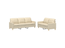 Sofa Set, Sofa Sets Vidaxl Creme Tecido (n/a)