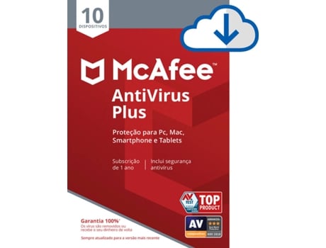Software MCAFEE AntiVirus Plus (10 Dispositivos - 1 Ano - PC, Mac, Smartphone e Tablets - Formato Digital)