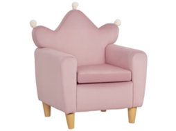 Mini Sofá Poltrona Infantil para Crianças +3 Anos com Assento Acolchoado e Apoios de Braço 50x42x58 Cm Rosa Ge