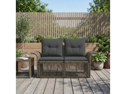 Vidaxl Sofá De Jardim 2-número De Lugares Cinzento Vime Pe