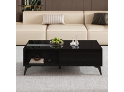 Mesa de centro moderna Preta Brilhante, elegante e multifuncional, mesa lateral dupla ajustável 110x50x48cm para sala de estar PAPRIKA (compacta)