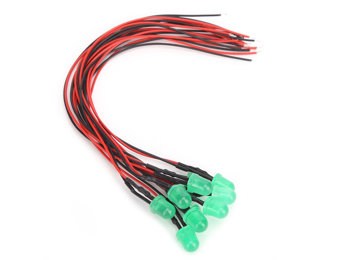 Laxiscreed Lâmpadas De Led Coloridas 12v 8mm De Alta Intensidade, Verde Ou Verde Esmeralda, Com Fio De 20cm 26awg