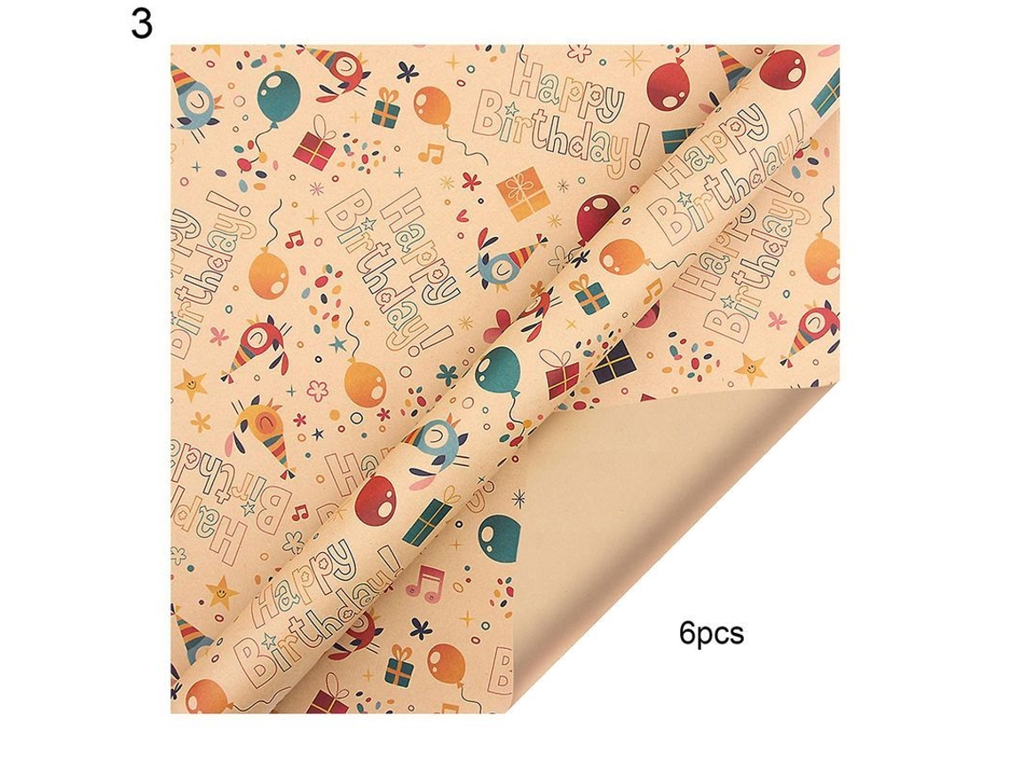 Papel De Presente Ecológico Resistente De Kraft Com Padrão De Notas Musicais E Desenhos Animados Para Casa 3