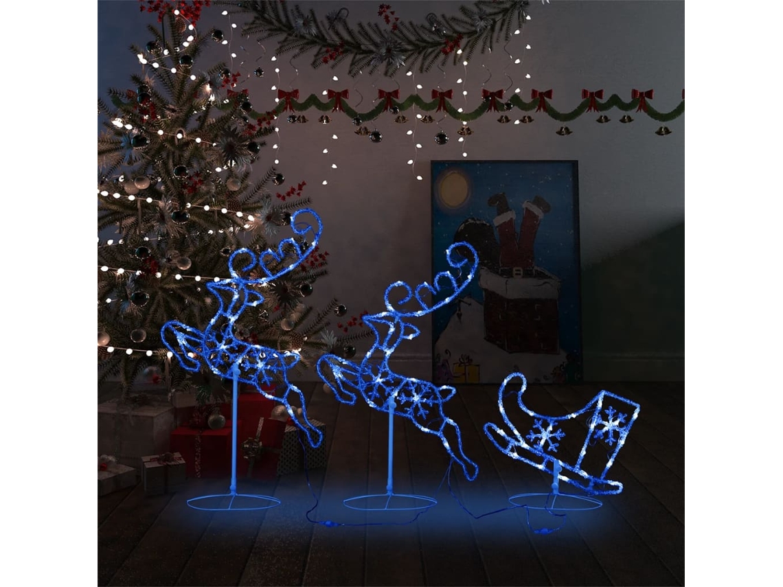 Vidaxl Rena Voadora/trenó De Natal 260x21x87cm Acrílico Azul