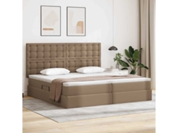 Vidaxl Cama Com Arrumação E Led Com Fitas Led Cappuccino 200 X 200 Cm