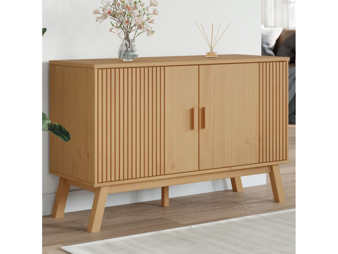 Aparador | Armário Buffet Olden 114x43x73,5 Cm Madeira De Pinho Maciça Castanho