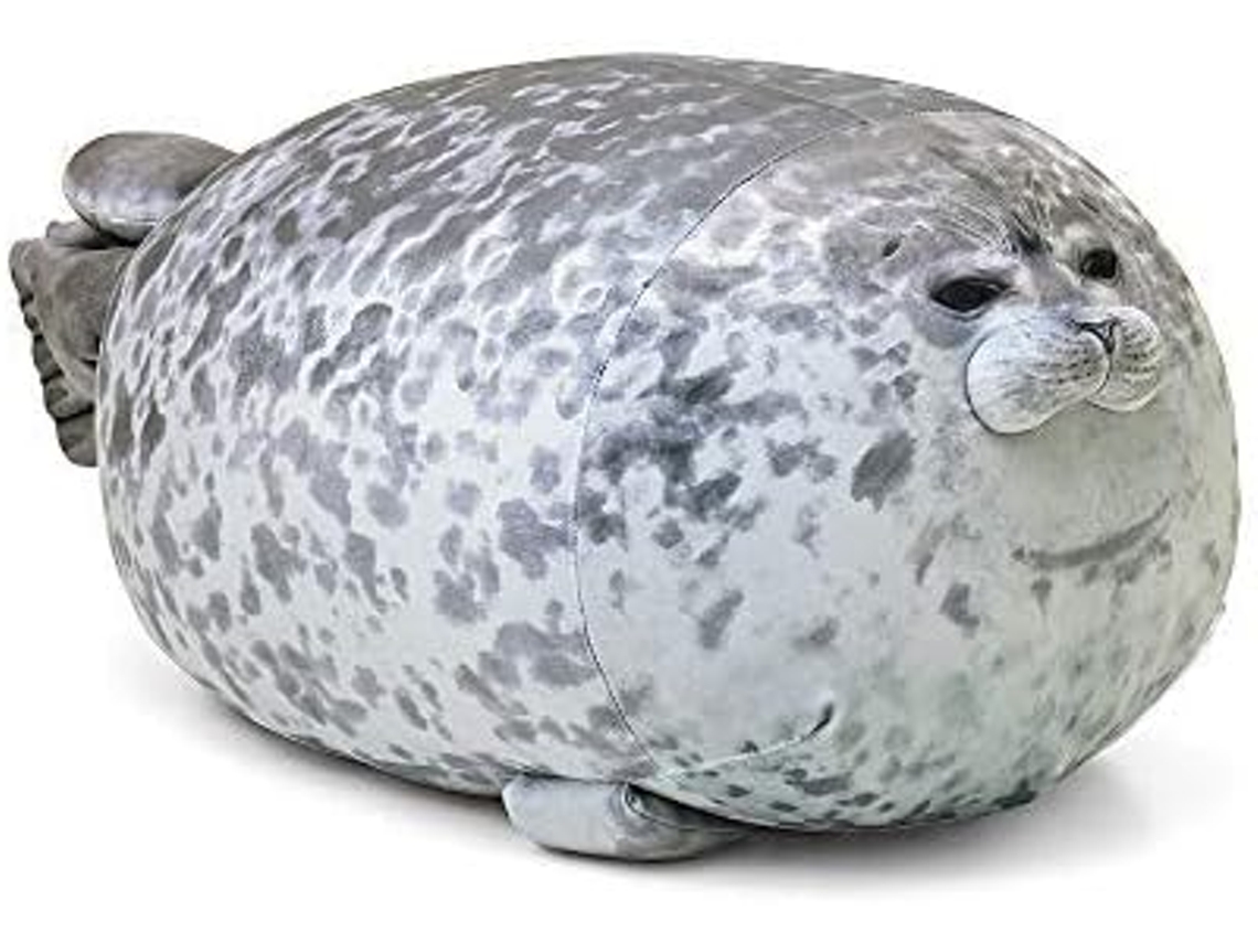 Chubby Blob Seal Travesseiro de Pelúcia Animal Brinquedo Recheado Algodão Almofada Fofa Cinza 11 8 Polegadas