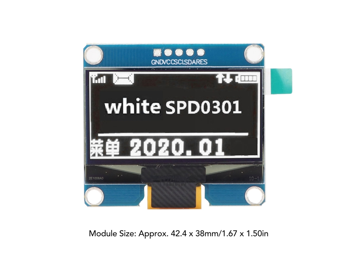 Módulo Oled De 1.54 Polegadas Com Ips, Resolução 128x64, Interfaces Spi/iic E Ic Spd0301 (branco)