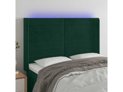 Vidaxl Cabeceira De Cama C/ Led Veludo 147x16x118/128 Cm Verde-escuro