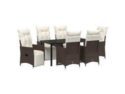 Conjunto 7 Conjunto De Jardim Moderno Com Reclinação Vidaxl Castanho Vime Pe