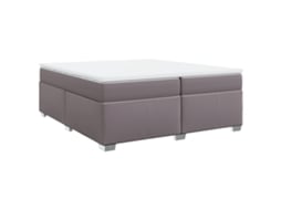 Cama com Molas e Colchão Couro Artificial Cinzento MAISON EXCLUSIVE (200x200 cm)