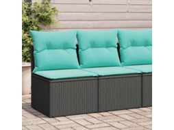 Vidaxl 2 Pcs Conjunto Sofás Jardim C/ Almofadões Vime Pe/acácia Preto