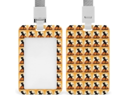 Porta-crachá de Halloween com estampa de abóbora, porta-crachá vertical resistente em plástico.