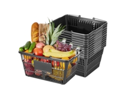 Cestas De Compras Com Alças 12 Peças Empilháveis 42,5 X 30,5 X 21,5 Cm Preto Vevor