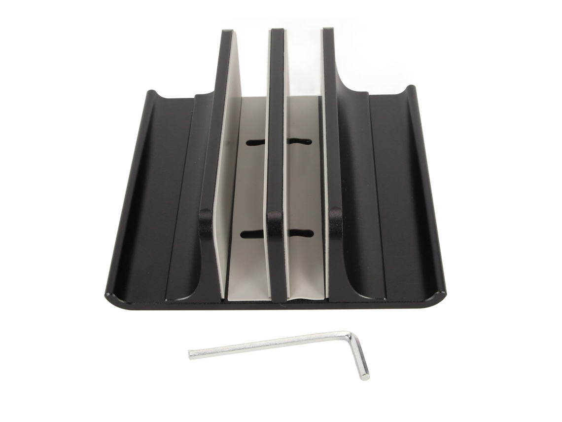 Suporte Vertical Para Laptop 2 Slot, Alumínio Anodizado, Ajustável, Para Notebook De 0.63 A 2.36in, Preto