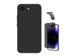 Kit Vidro Anti-spy Capa Silicone Líquido Suporte Magnético L Phonecare Para Apple Iphone 17e - Preto
