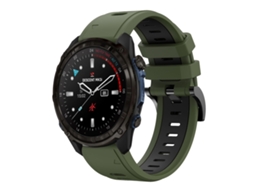 Bracelete Para Garmin Descent Mk3i (51mm) - Silicone Esportivo - Duas Cores (26mm) Verde Exército + Preto
