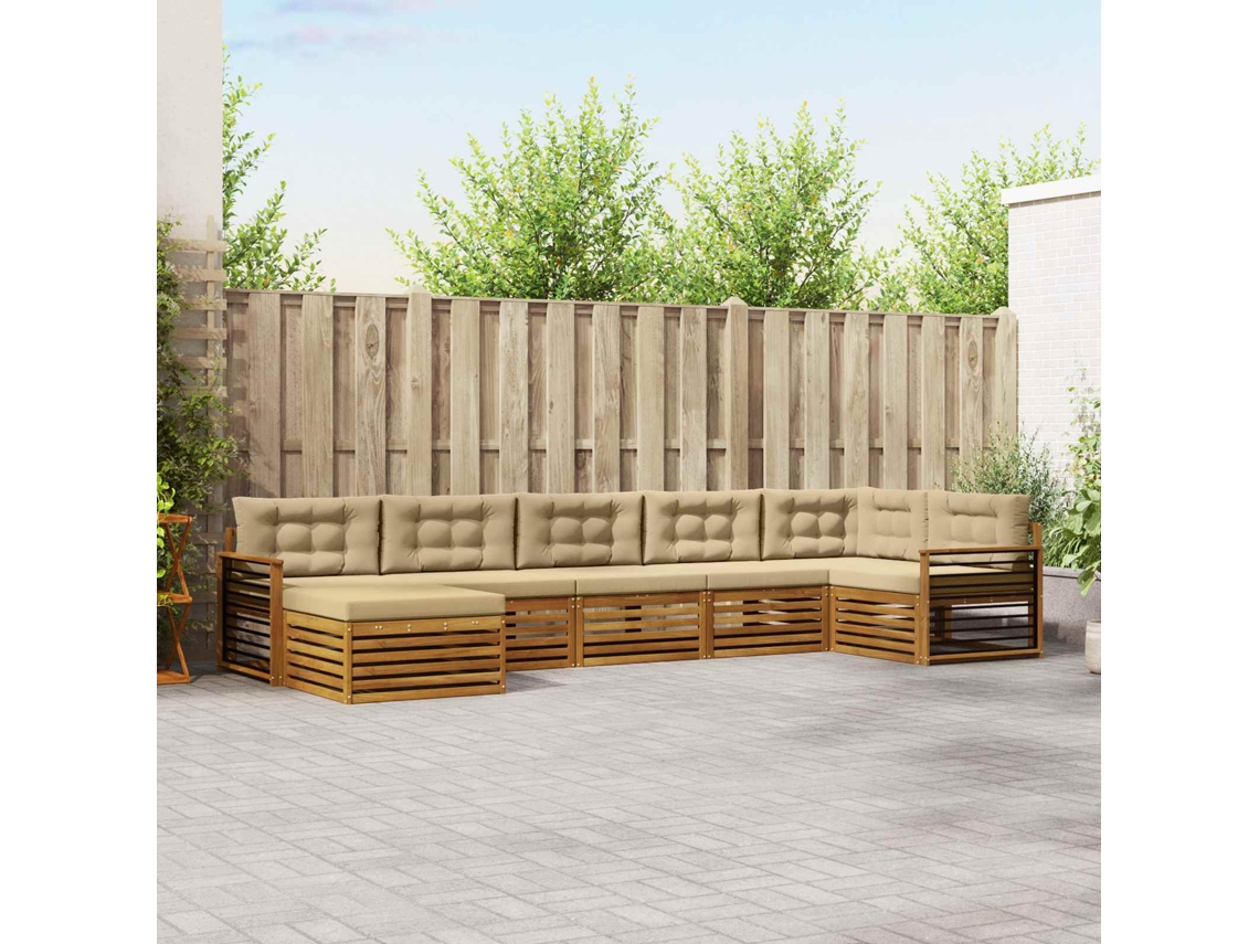 Vidaxl Conjunto De Sofás Para Exterior 7 Pcs Natural E Bege