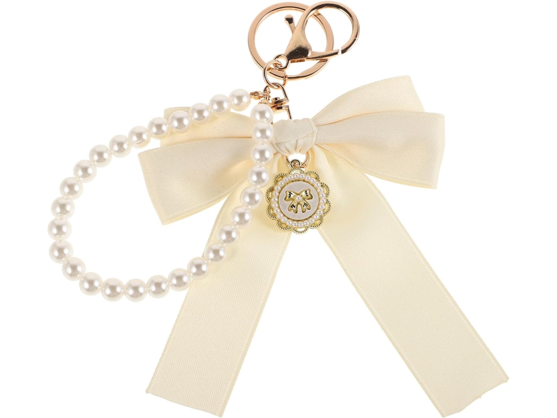 Chaveiro Feminino Para Carro Com Laço Branco E Enfeite Falso, Acessório.