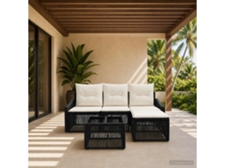 Vidaxl Conjunto De Sofá De Jardim 5 Pcs Preto Vime Pe