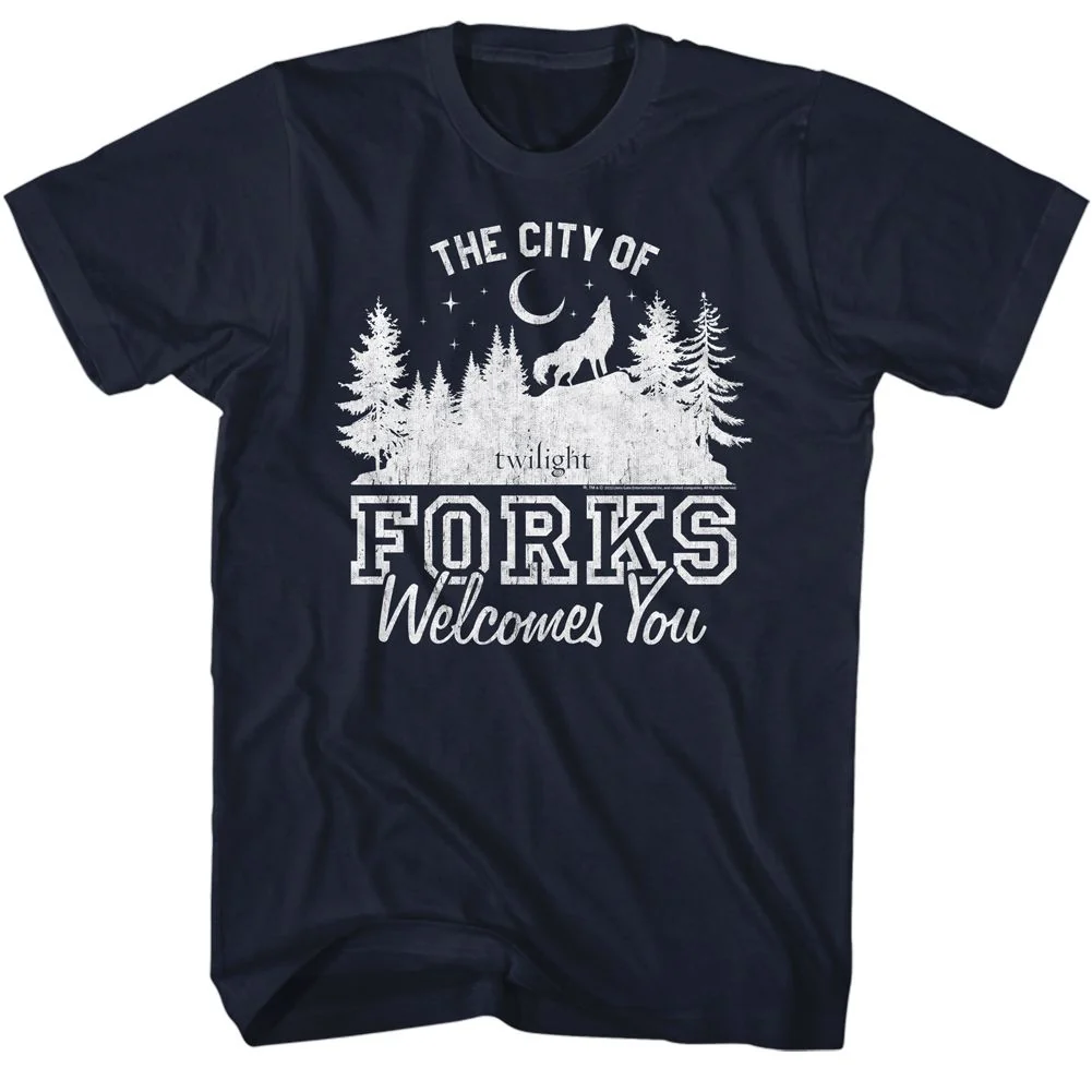 Rockinstone Twilight Movie The City Of Forks Navy Adult T-shirt Size:m