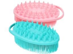 Conjunto De 2 Esponjas Corporais Silicone Dupla Face Minkissy Com Gancho Para Chuveiro E Banheira