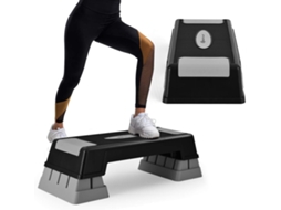 Step Aerobics Stepper com Degraus Step Fitness com Altura Ajustável 12 Cm/17 Cm/22 Cm e Almofadas Antiderrapantes Cinzento COSTWAY