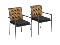 Conjunto De Duas Cadeiras De Jardim, Resistentes Às Intempéries, 57 X 58 X 87 Cm, Pretas. BAGOLY