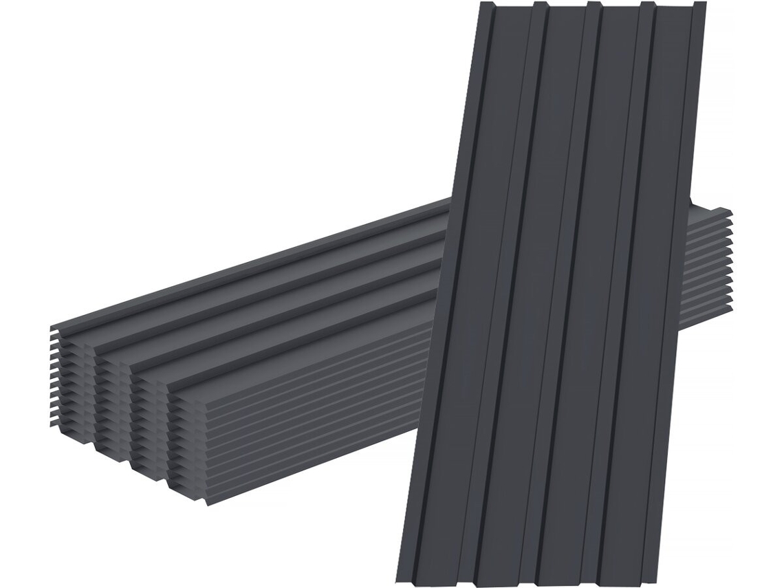 Conjunto De 12 Painéis De Revestimento Em Aço Galvanizado Atlanta 129 X 42 Cm Cinza Habitat Et Jardin