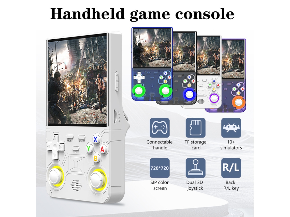 Consola De Jogos Portátil Retro R36ultra Com 128 Gb, Mais De 30000 Jogos Clássicos Integrados, Tela De 4,0 Polegadas Branco Sfushos