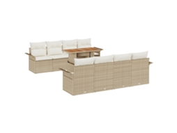 Conjunto 9 Conjunto De Jardim Vidaxl Bege Vime Pe (100 X 55 X 73 Cm)