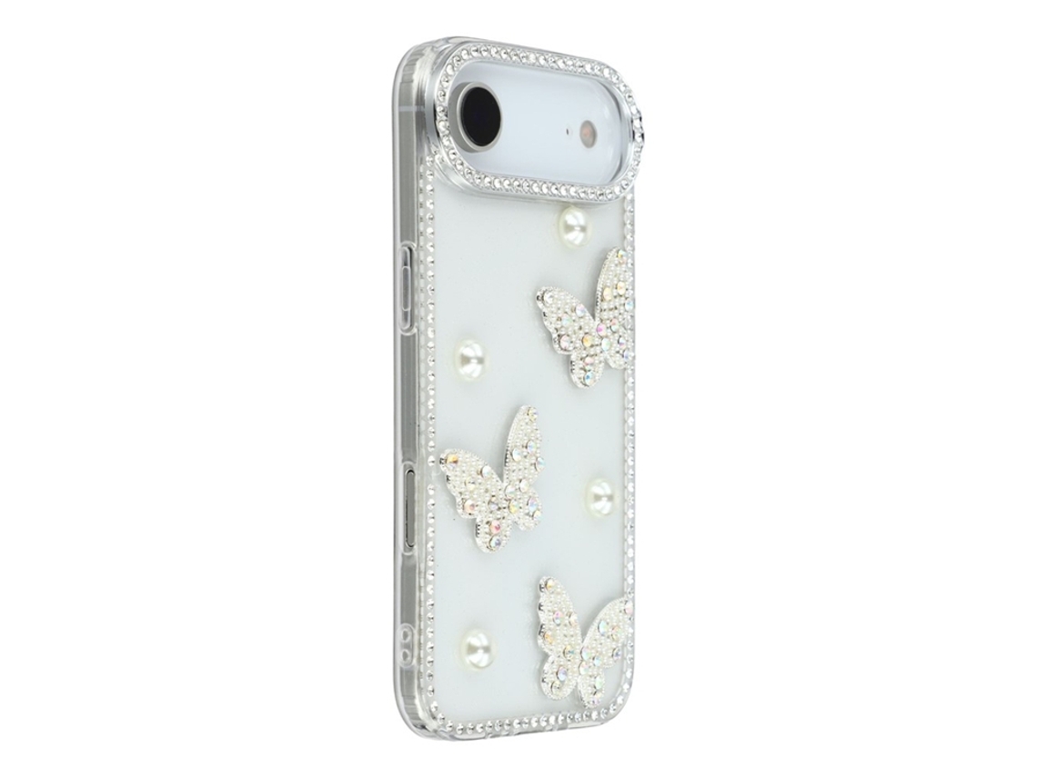 Capa Para Iphone Air Com Borda De Strass, Pérolas E Borboletas