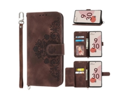 Capa De Couro Tipo Carteira Com Estampa De Flores E Relevo Para Google Pixel 7 5g