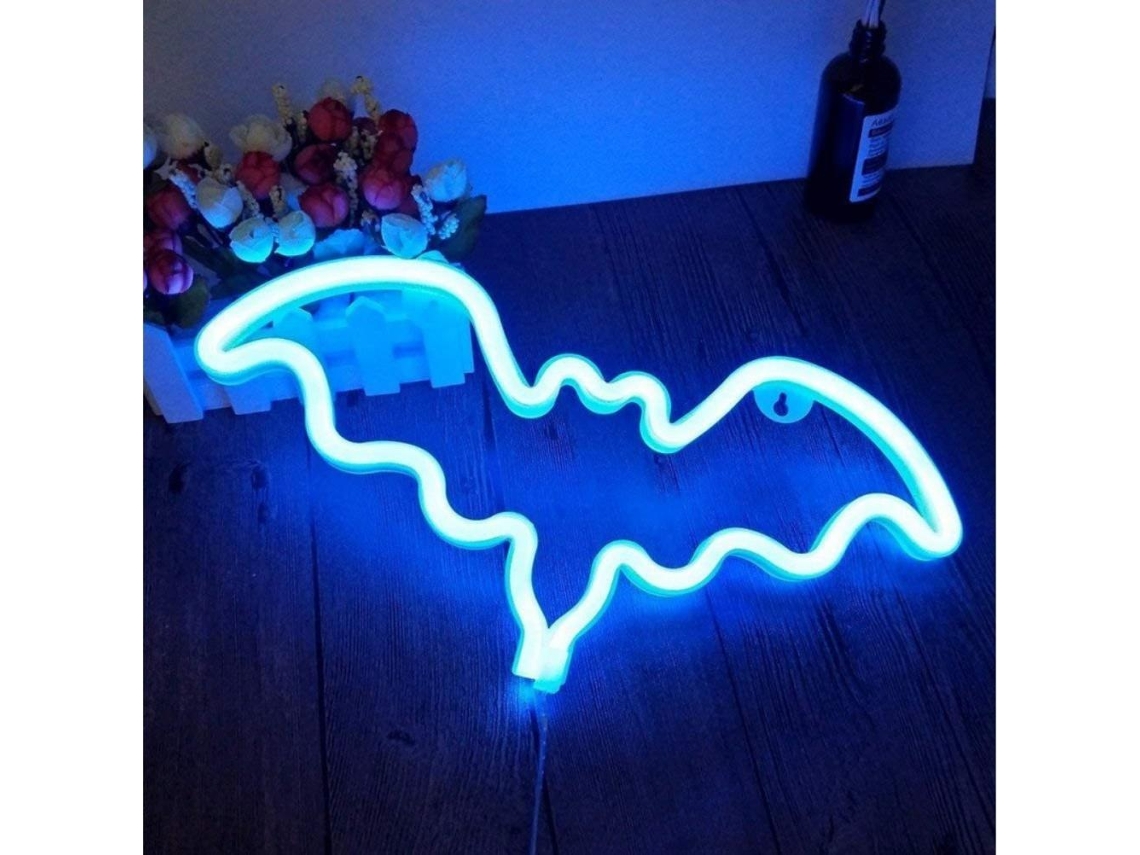Luz neon Led morcego Halloween, decoração parede, USB, bateria, presente, festa, bar