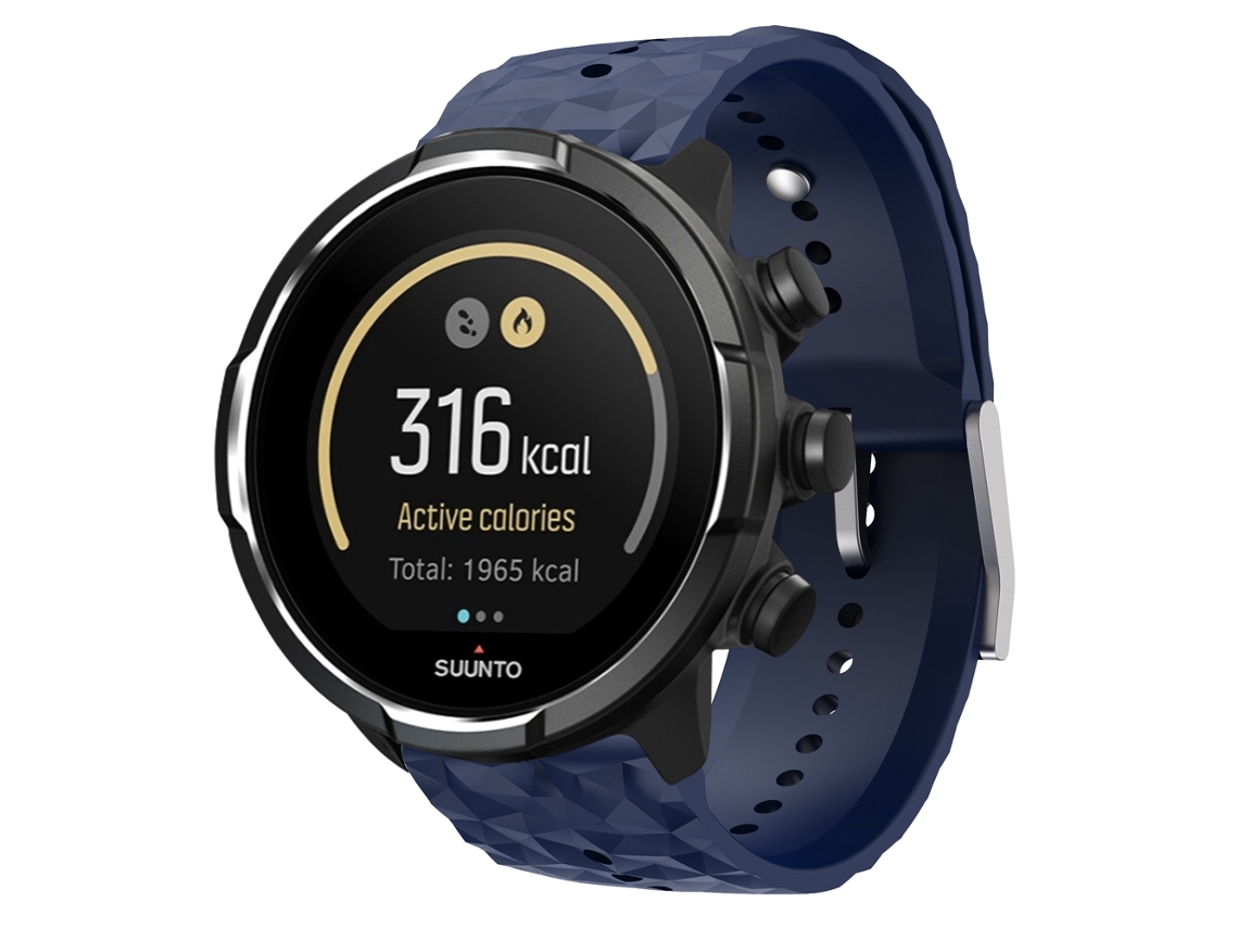 Bracelete para Smartwatch para Suunto 9 de silicone com textura de losango (azul meia-noite)