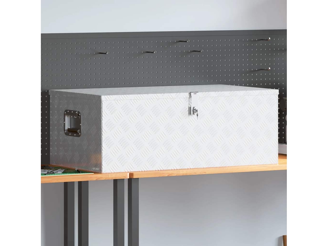 Vidaxl Caixa De Arrumação 100x55x37 Cm Alumínio Prateado