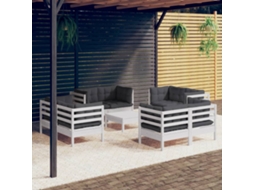 Conjunto 9 Peças Garden Lounge Com Almofadas Antracite Pinus Dkd Home Decor