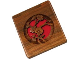 Espelho vintage de madeira para laptop com dupla face, alta definição e estampa floral.