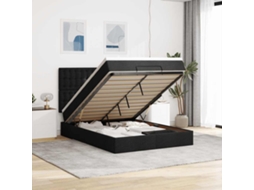Vidaxl Estrutura De Cama Otomana Com Colchão 140x200 Cm Tecido Preto