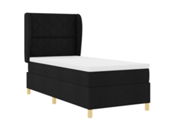 Conjunto 1 Cama Box Vidaxl Preto Tecido (200 X 100 Cm)