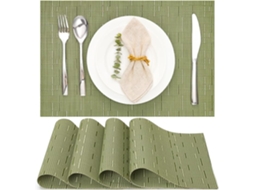 Jogos Americanos Laváveis Conjunto De 4 - Trançados - Antiderrapantes, Resistentes Ao Calor - 30x43,5cm (verde)