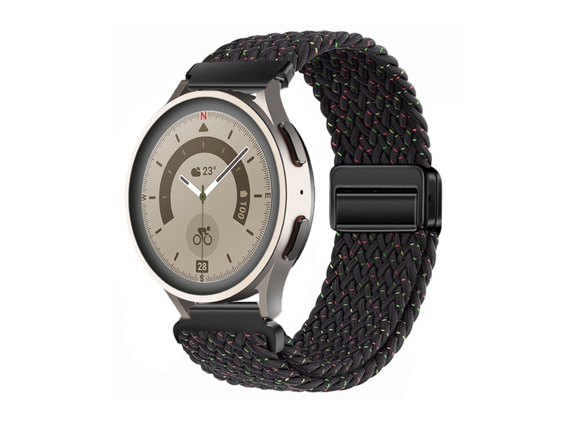 Pulseira Esportiva Elástica E Respirável Em Nylon Trançado Com Fecho Magnético Para Huawei Gt6 Gt5 Samsung Watch7, Preta
