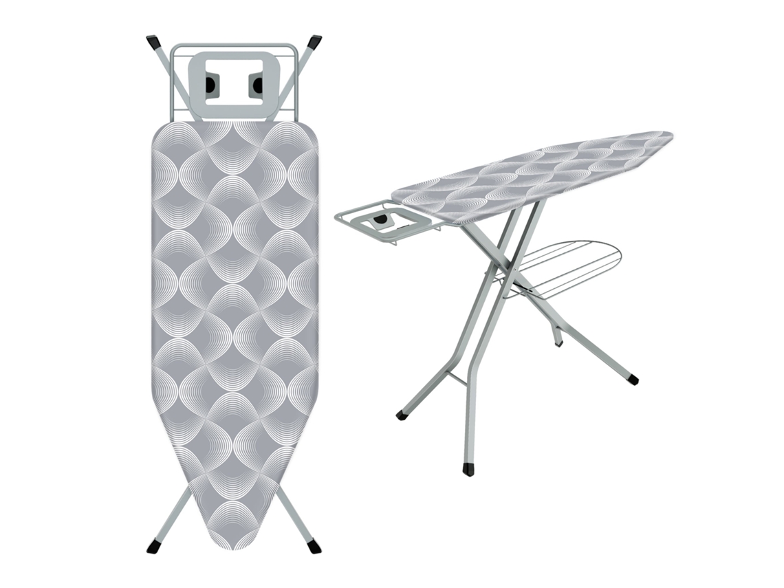 Mesa De Engomar 120 X 45 Cm, Tábua De Engomar Dobrável, Com Capa 100% Algodão, Suporte Para Ferro De Engomar Integrado, Pés Antiderrapantes (cinza